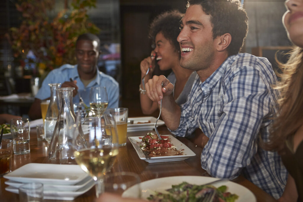 Group of friends enjoying a meal together