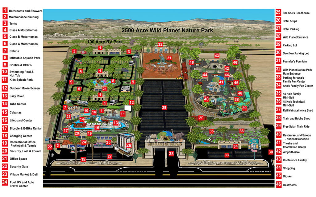 map of wild planet nature park